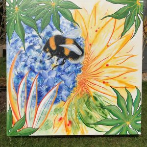 a painted bumblebee on flowers